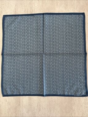 Givenchy Blue Monogram cotton Pocket Square